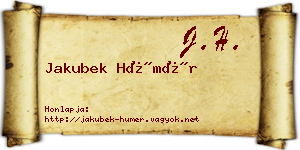 Jakubek Hümér névjegykártya